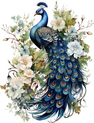CreativeEdge 62 cm peacock on tree Self Adhesive Sticker(Pack of 1)