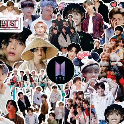 Animes On Trend 2.5 inch BTS - RM, Jin, Suga, J-Hope, Jimin, V, and Jungkook Self Adhesive Sticker(Pack of 82)