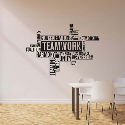 SnappyVinyl 33 cm Teamwork Words Office Space Idea Self Adhesive Sticker(Pack of 1)