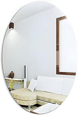 VENDICS 20 inch Oval Shape Adhesive Mirror Sticker for Wall Self Adhesive Sticker(Pack of 1)