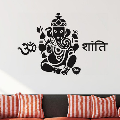 walkart 1 cm black powerful ganesha Removable Sticker(Pack of 1)