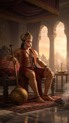 swaroopa 16.5 inch Hanuman ji Sticker Self Adhesive Sticker(Pack of 1)