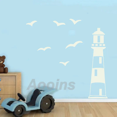 SnappyVinyl 38 cm Lighthouse white Self Adhesive Sticker(Pack of 1)