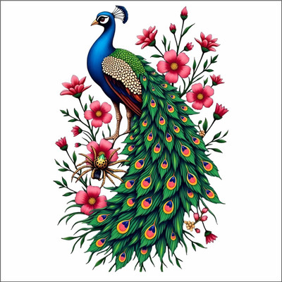 Vinay Cotten 60 cm Peacock Wall Sticker for Home Décor (45 x 60 cm) Self Adhesive Sticker(Pack of 1)