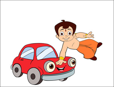 Vijaya enterprises 56 cm Chhota bheem with race car Self Adhesive sticker size (91x56 cm ) Self Adhesive Sticker(Pack of 1)