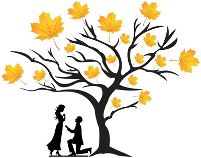 Volxo 140 cm Designable “Loving Couple Under A Tree” Decorative Wall Sticker For Home &Office Self Adhesive Sticker(Pack of 1)
