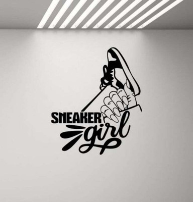 SnappyVinyl 65 cm Sneaker Girl Wall Self Adhesive Sticker(Pack of 1)