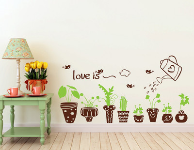 Wallzone 110 cm Flower Pot Removable Sticker(Pack of 1)