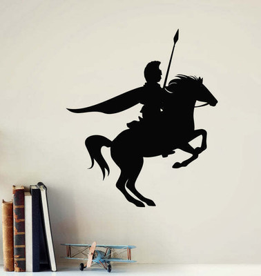 SnappyVinyl 33 cm Medieval Knight On Horse With Spear Self Adhesive Sticker(Pack of 1)
