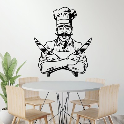 SnappyVinyl 27 cm Chef Wall Sticker PVC Vinyl Self Adhesive Sticker(Pack of 1)