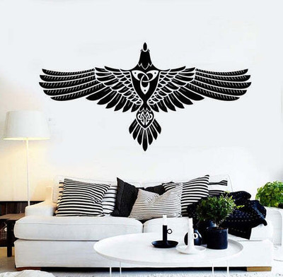 Xskin 27 cm Abstract Celtic Crow Raven Self Adhesive Sticker(Pack of 1)