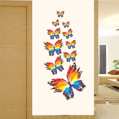 WallHunt 71 cm Colorful Butterflies Self Adhesive Sticker(Pack of 1)