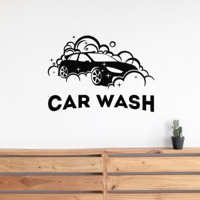 SnappyVinyl 27 cm Car Wash Wall Sticker PVC Vinyl Self Adhesive Sticker(Pack of 1)