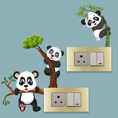my celebrat 12 cm Cute Panda Decor Switch Board Self Adhesive Double-sided Sticker(Pack of 1)