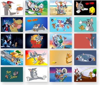 DK RAM 30.48 cm Tom and Jerry Cartoon Poster For Kids Room Home Wall Decor (Size 11.8x8.3 In)S32 Self Adhesive Sticker(Pack of 20)