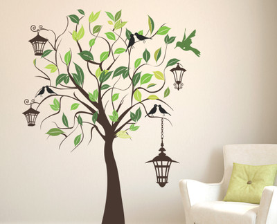 MIIKOR 100 cm Tree | Non-Reusable Stickers Self Adhesive Sticker(Pack of 1)