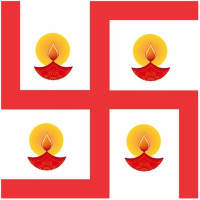 Flipkart SmartBuy 45 cm Swastik with Diyas Wall Sticker Size- 45 cm x 45 cm Self Adhesive Sticker(Pack of 1)