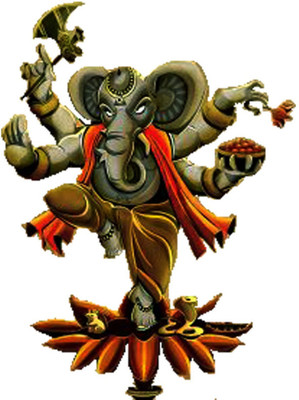 Vijaya enterprises 61 cm Ganesh ji Standing On a Flower wall sticker for Home sticker size (48x61 cm ) Self Adhesive Sticker(Pack of 1)