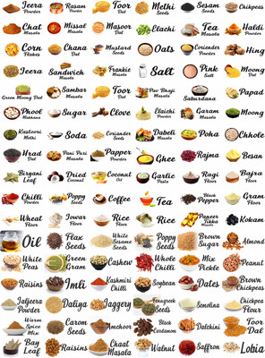 Stikor 2 inch Transparent Printed Mason Jars Labels Kitchen Pantry Spice Jars Glass Bottles Self Adhesive Sticker(Pack of 102)