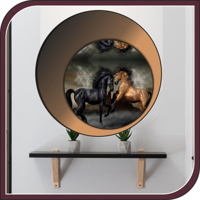 Vijaya enterprises 16 inch Superb brown and black horse wall sticker size (16x16 inch ) Self Adhesive Sticker(Pack of 1)