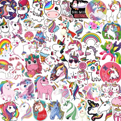 CLICKEDIN 3.81 cm Beautiful unicorn Stickers For Laptop,phone Cover,Water Bottle Set Of 51 Sticker Self Adhesive Sticker(Pack of 51)