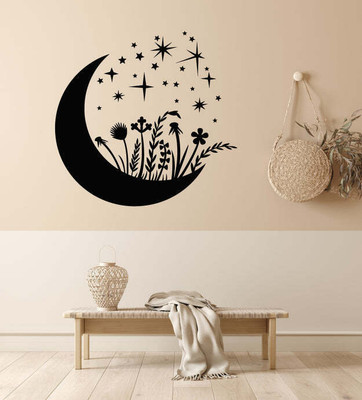 Xskin 27 cm Moon Crescent Reeds Herb Night Self Adhesive Sticker(Pack of 1)