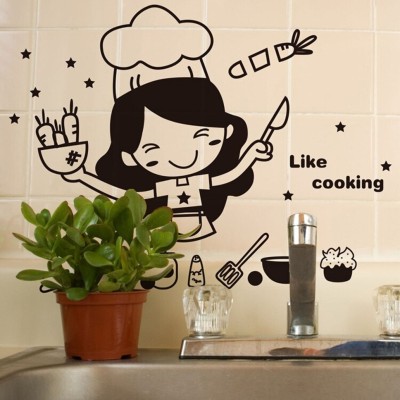 Xskin 30 cm Cartoon Like cooking kitchen Wall Sticker Self Adhesive Sticker(Pack of 1)