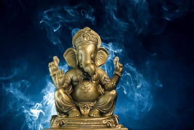 Wallpaper Mart 91.44 cm Lord Ganesha Religious Poster For Home office Wall Décor (Size 36X24 Inch)D7 Self Adhesive Sticker(Pack of 1)