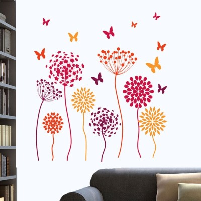 walkart 1 cm flying florals with butterflies Removable Sticker(Pack of 1)