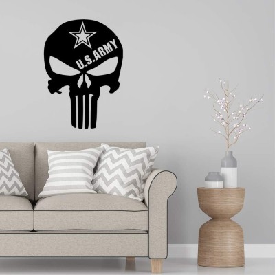 Xskin 29 cm Punisher Skull US Army Star2 Wall Sticker, Easy to Apply and Remove, 29cm Self Adhesive Sticker(Pack of 1)