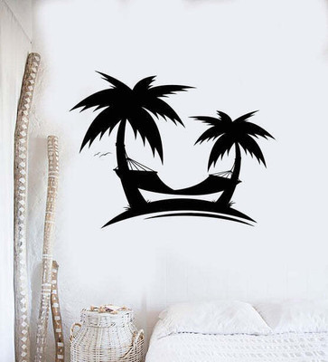SnappyVinyl 27 cm Palm Hammock Relax Self Adhesive Sticker(Pack of 1)