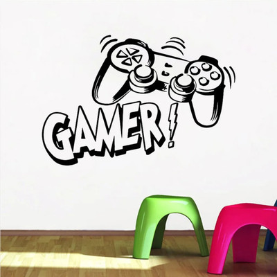 SnappyVinyl 40 cm Eat Sleep Game Controller Video Game Self Adhesive Sticker(Pack of 1)