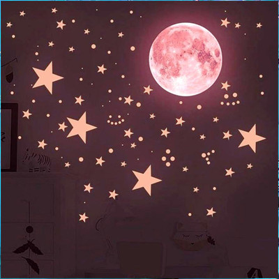 Sanu Creation 10 cm Night Glowing Sticker Glow in the Dark Sticker(Pack of 6)