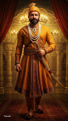 swaroopa 16.5 inch Chatrapati Shivaji Maharaj Sticker Self Adhesive Sticker(Pack of 1)