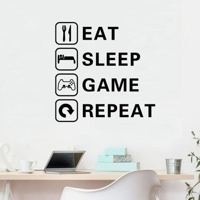 Xskin 43 cm EAT SLEEP GAME , Wall Sticker Easy to Apply and Remove Self Adhesive Sticker(Pack of 1)
