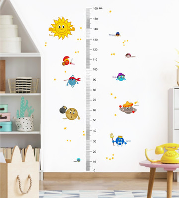 rawpockets 20 cm Solar System and Height Measurements Chart for Kids - Kids Room Self Adhesive Sticker(Pack of 1)