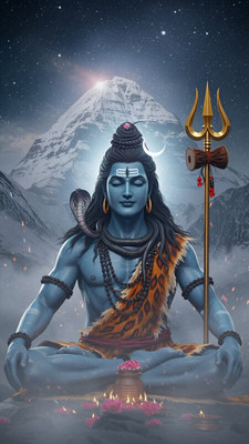swaroopa 16.5 inch Shiv Shankar Mahadev A3 size non tearable sticker Self Adhesive Sticker(Pack of 1)