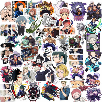 PRINTHUA 4.5 cm JJK Stickers for Bike, Laptop, Smartphone, Waterproof, Residue Free, Vinyl, Self Adhesive Sticker(Pack of 48)