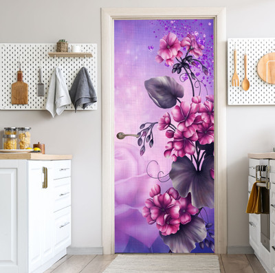 We Kreate 213 cm 3D Embose Flower Door wallpaper Self Adhesive Sticker(Pack of 1)