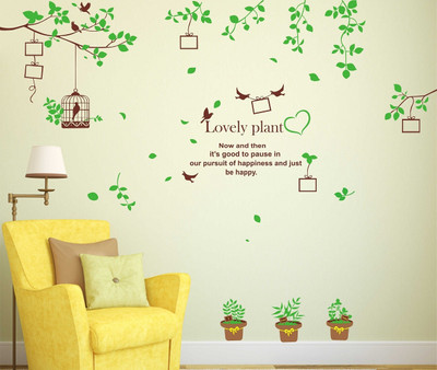 Wallme 110 cm Tree | Non-Reusable Stickers Self Adhesive Sticker(Pack of 1)