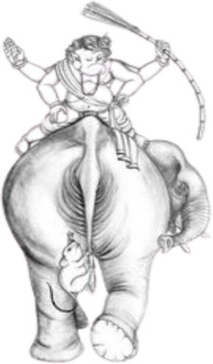 Vijaya enterprises 61 cm Ganesh ji With Elephant and Mouse Magnetic Sticker (Pack of 1) Self Adhesive Sticker(Pack of 1)