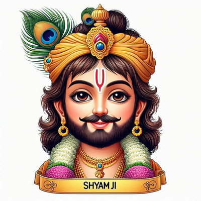 swaroopa 16.5 inch Khatu shyam ji sticker Self Adhesive Sticker(Pack of 1)