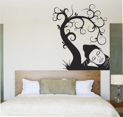 Aashrut decor 65 cm sleeping buddha Under tree wall stickersWall Sticker ASD Self Adhesive Sticker(Pack of 1)