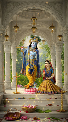 swaroopa 16.5 inch Shri krishna Radha Sticker Self Adhesive Sticker(Pack of 1)