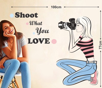 Zampyy 100 cm Shoot What You Love Camera| Wall Stickers |PVC Vinyl| Non-Reusable Sticker | Self Adhesive Sticker(Pack of 1)