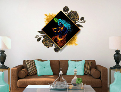 DivineDesigns 56 cm Krishna Ji Wall Sticker Self Adhesive Sticker(Pack of 1)