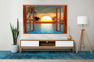 Asthaprint 36 inch 3d Window Poster For Livingroom Home office Wall Decor (Size 24x36 Inch) Self Adhesive Sticker(Pack of 1)