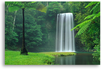 PRINTHUBS 60.96 cm Natural Waterfall Poster For Livingroom Home Wall Decor (Size 24x18 Inch)S11 Self Adhesive Sticker(Pack of 1)