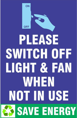 KCG 29 cm 12 inch x 8 inch Swich off Light & Fan Self Adhesive Sticker(Pack of 1)
