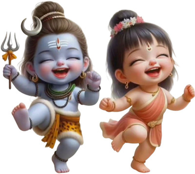 RUHIDECOR 51 inch RD127 Lord Cute Bal Shiva Dance with Parvati Self Adhesive Sticker(Pack of 1)